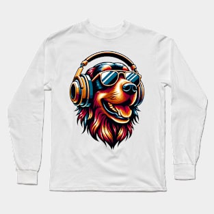 Smiling Flat-Coated Retriever DJ Enjoys the Beat Long Sleeve T-Shirt